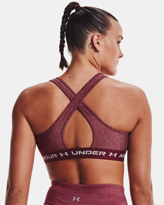 Women's Armour® Mid Crossback Heather Sports Bra in Red image number 5